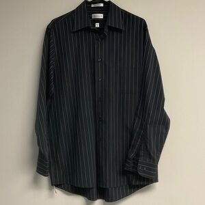 Van Heusen Black Shirt with White Pinstripes